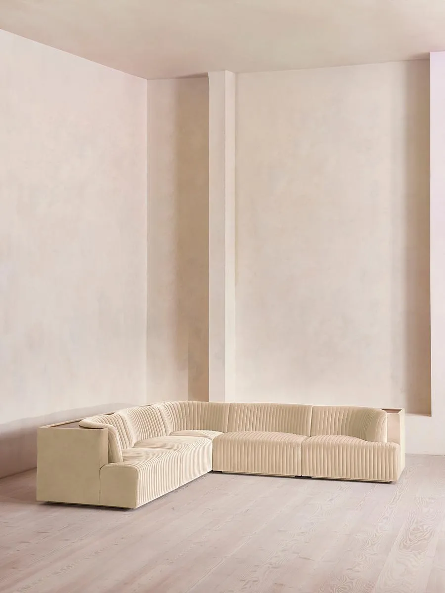 Hamish Modular Sofa, Corner Sofa, Velvet, Porcelain
