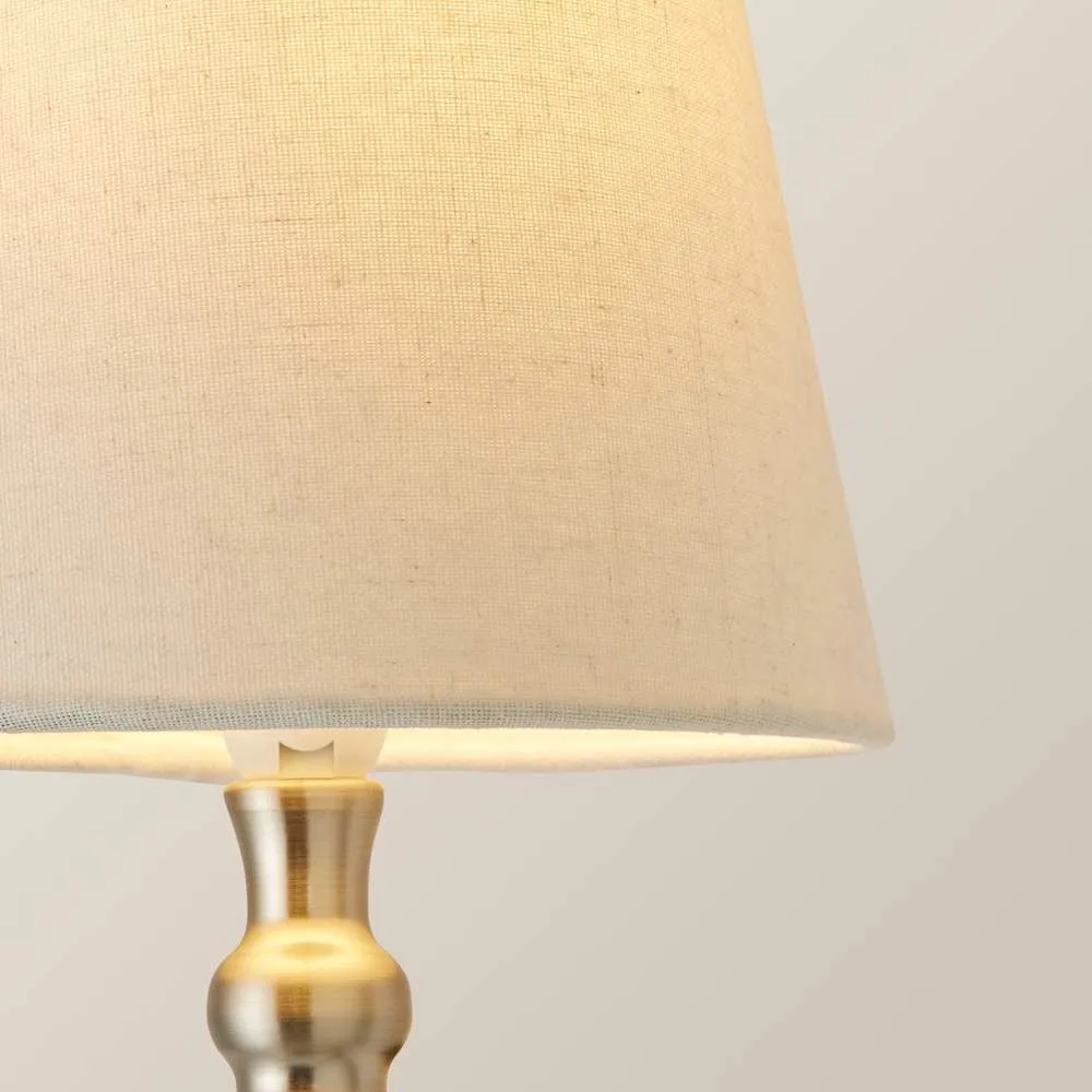 ValueLights Maggie Candlestick Wall Light with Linen Tapered Lamp Shade with Bulb in Silver 5
