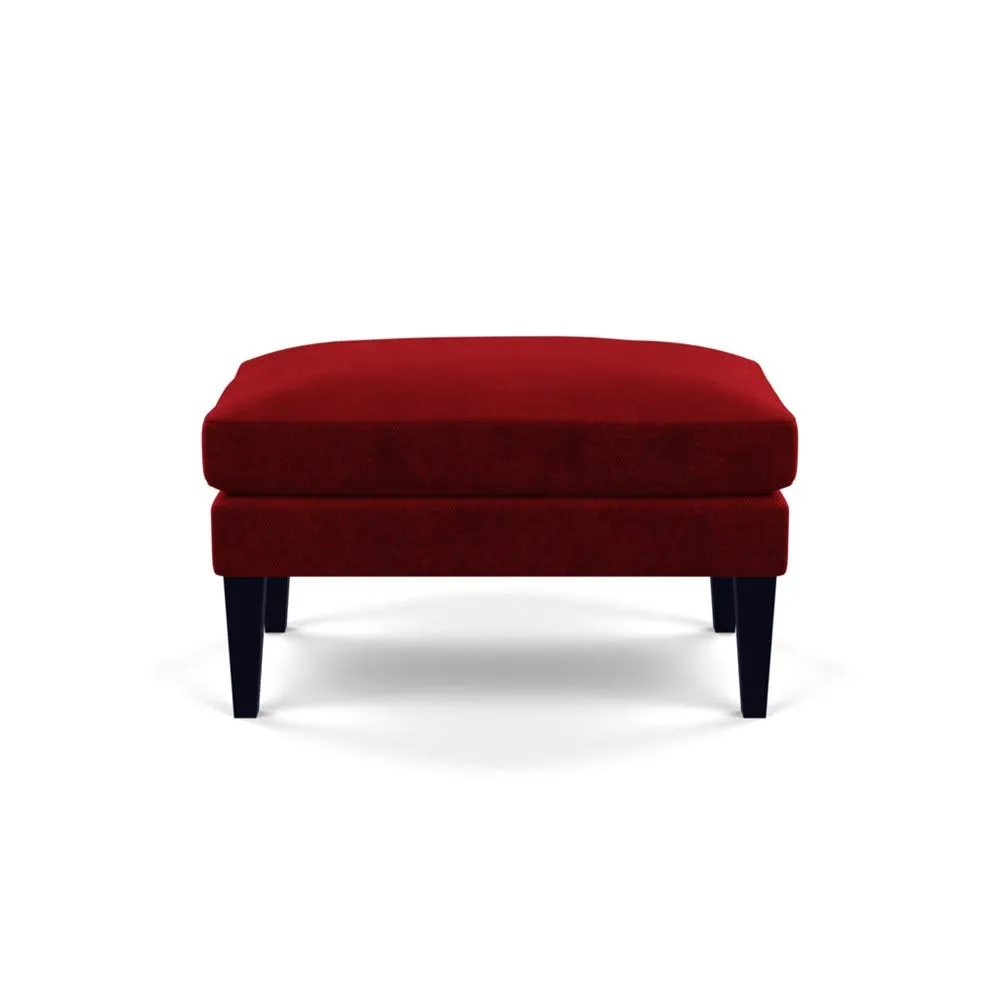 Heal's Wallis Ottoman Smart Luxe Velvet Mulberry Black Feet 1