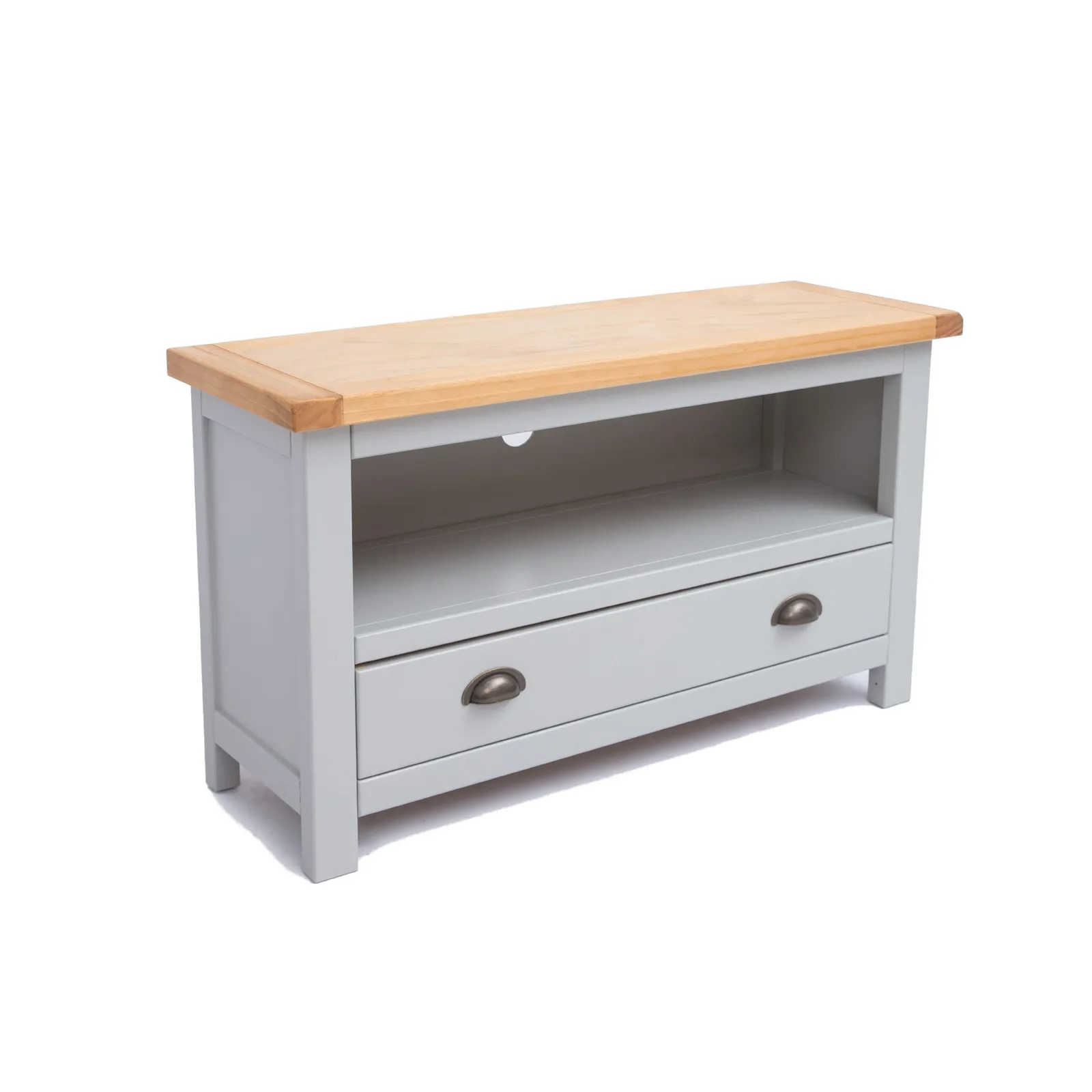 Cabinet Bits Argenta Light Grey 1 Drawer TV Cabinet Brass Cup Handle 3
