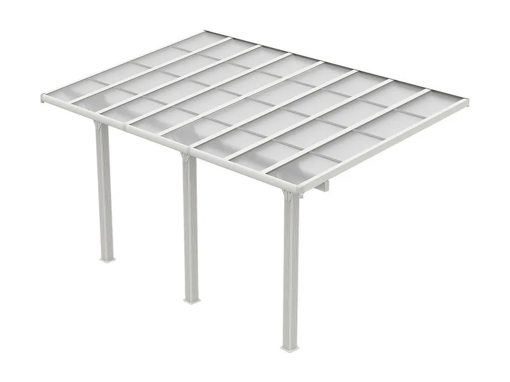 Vente-unique Wall-Mounted Aluminium Carport Pergola With Polycarbonate Roof - 15.13 in White 5