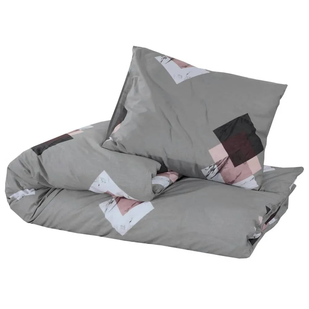 Berkfield Home Elegant Duvet Cover Set Grey 140x200 cm Cotton