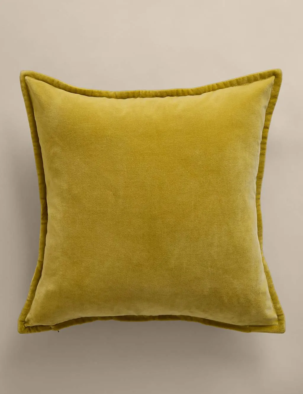M&S Pure Cotton Velvet Cushion Chartreuse