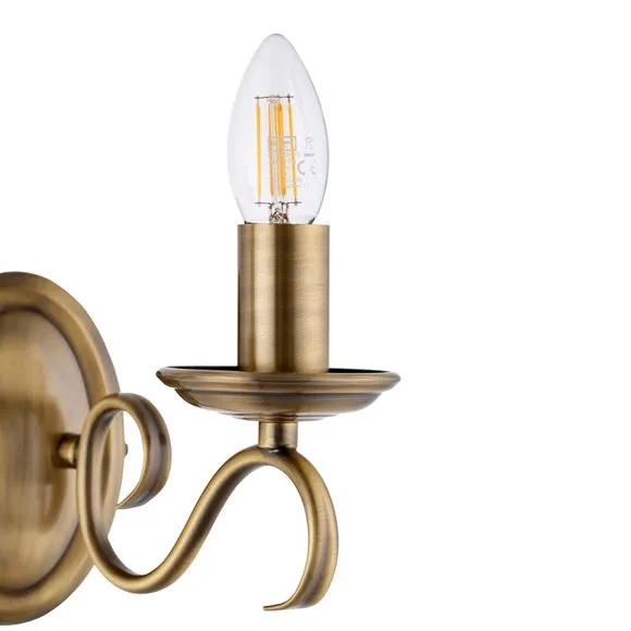 Vogue Bernice Antique Brass 2 Light Wall Light 4