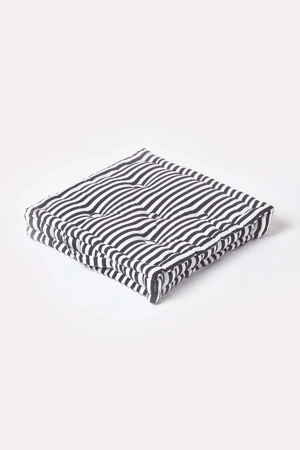 Homescapes Cotton Thin Stripe Floor Cushion in Black 1