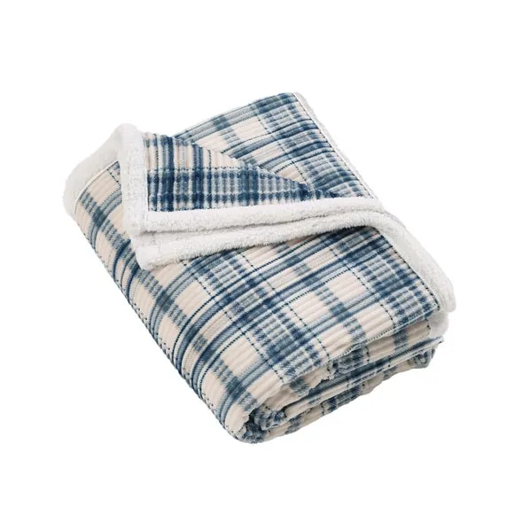 Cosy Ribbed Check Throw Blanket 130cm x 170cm 4
