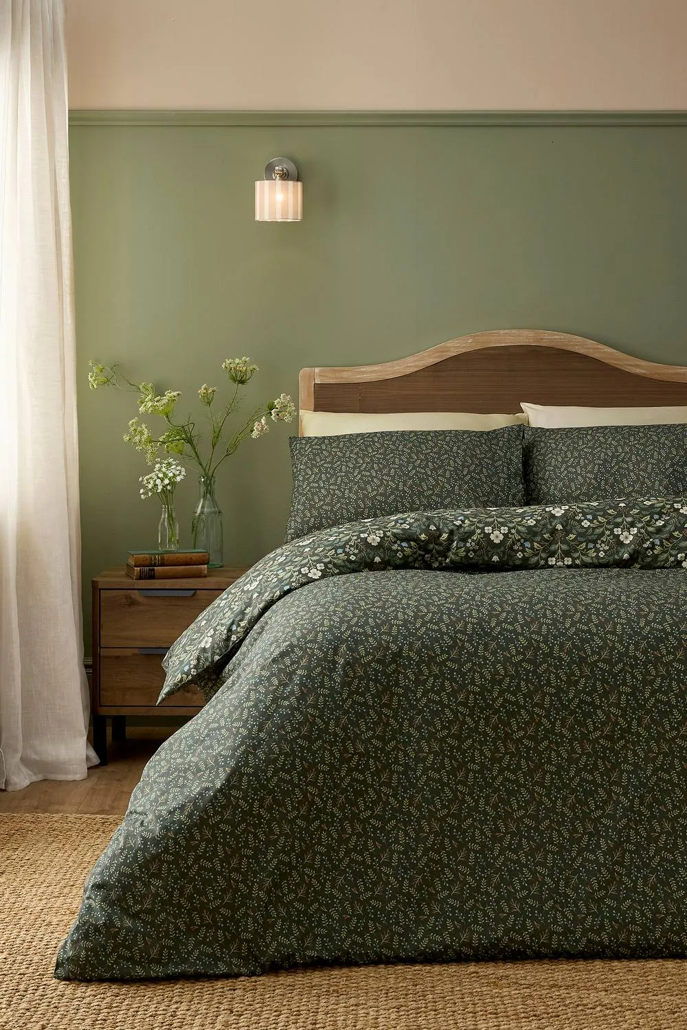 Dreams & Drapes 'Heritage Floral' Easy Care Duvet Cover Set in Green 4