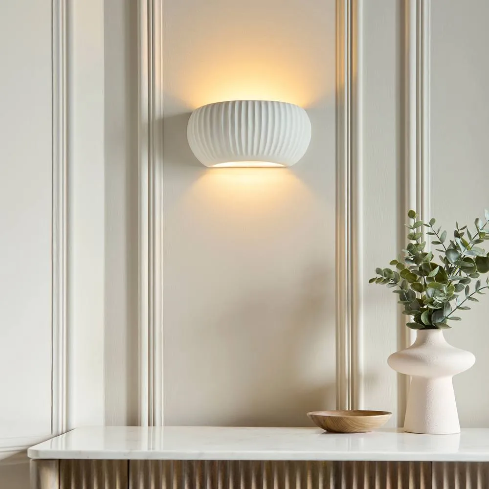 Netlighting Witham Plaster Wall Lamp Unglazed Ceramic in White 2