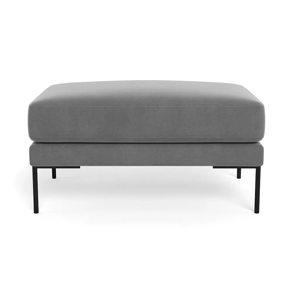 Heal's Torrington Ottoman Smart Velvet Mercury Black Feet