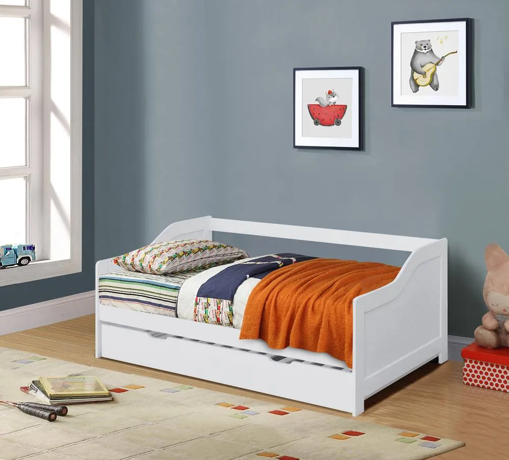 Comfy Living Ltd 3ft Wooden Trundle Bed in White 2