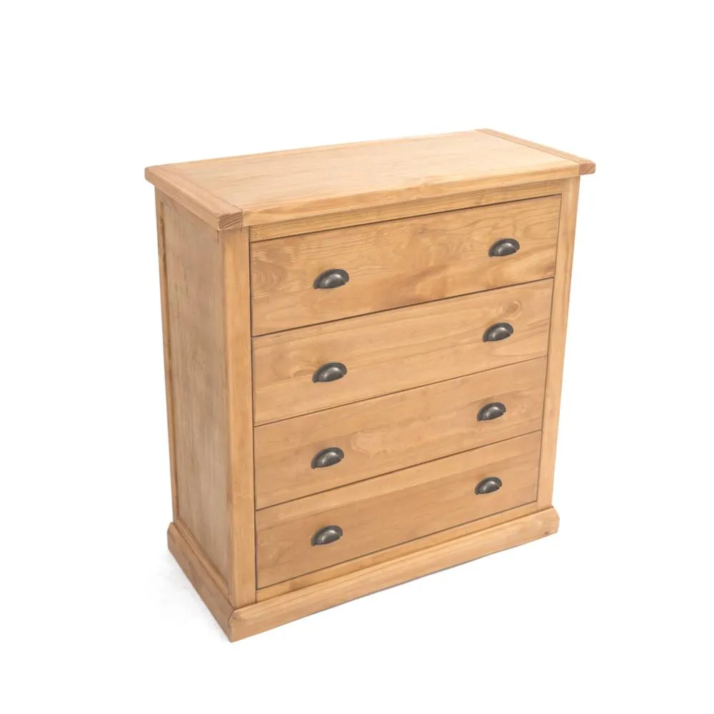 Cabinet Bits Lucca 4 Drawer Chest of Drawers Brass Cup Handle in Light Brown 3