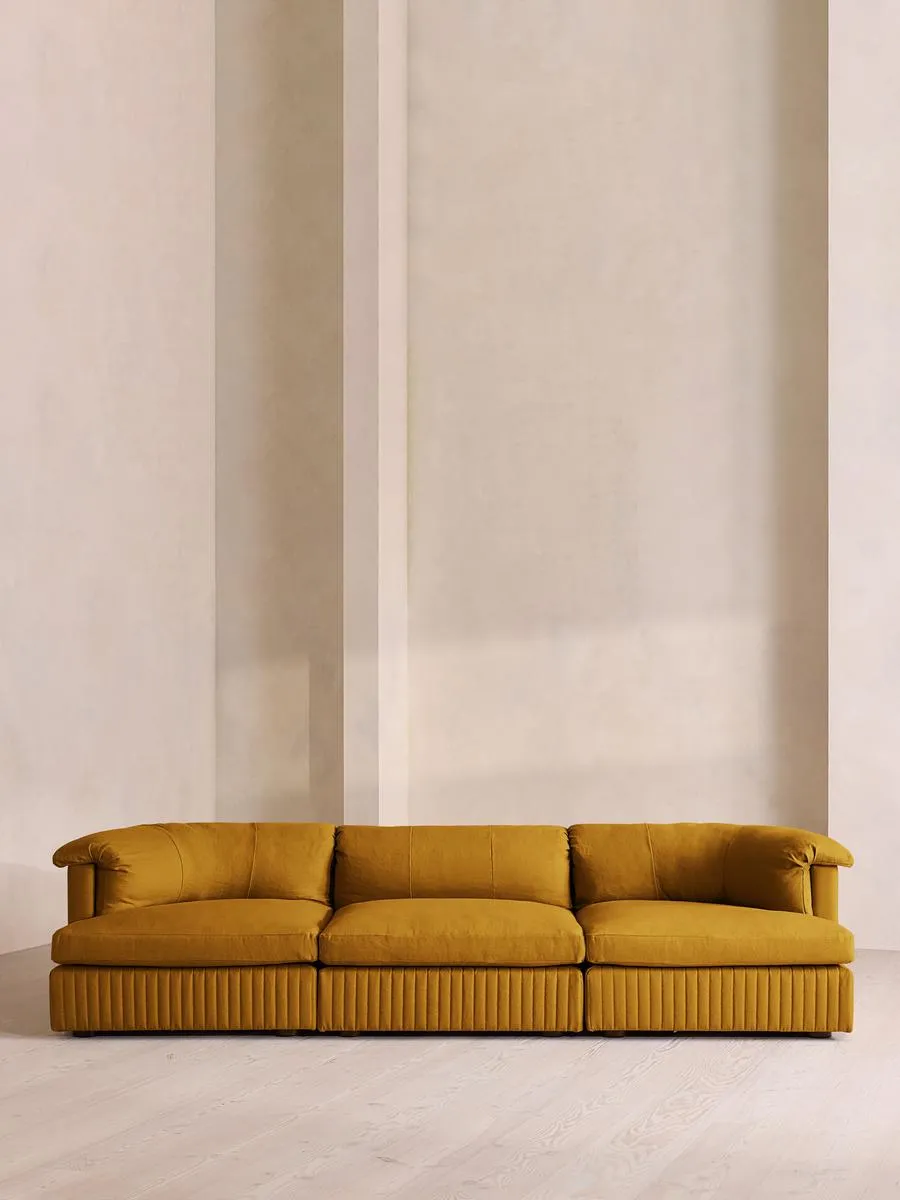 Oona Deep Sit Modular Sofa, Four Seater, Linen, Turmeric