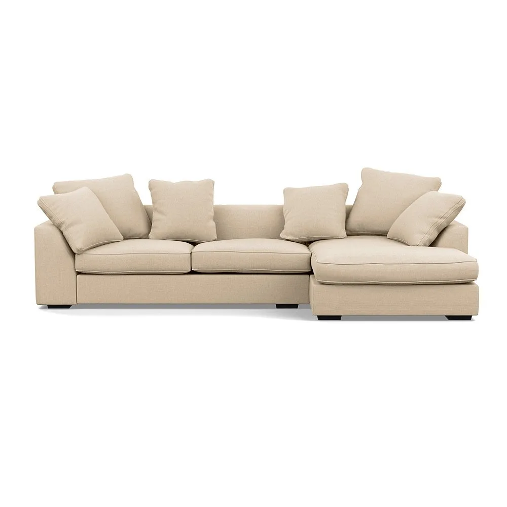 Heal's Cumulus Right Hand Facing Corner Sofa Brushed Cotton Oat Black Feet 1