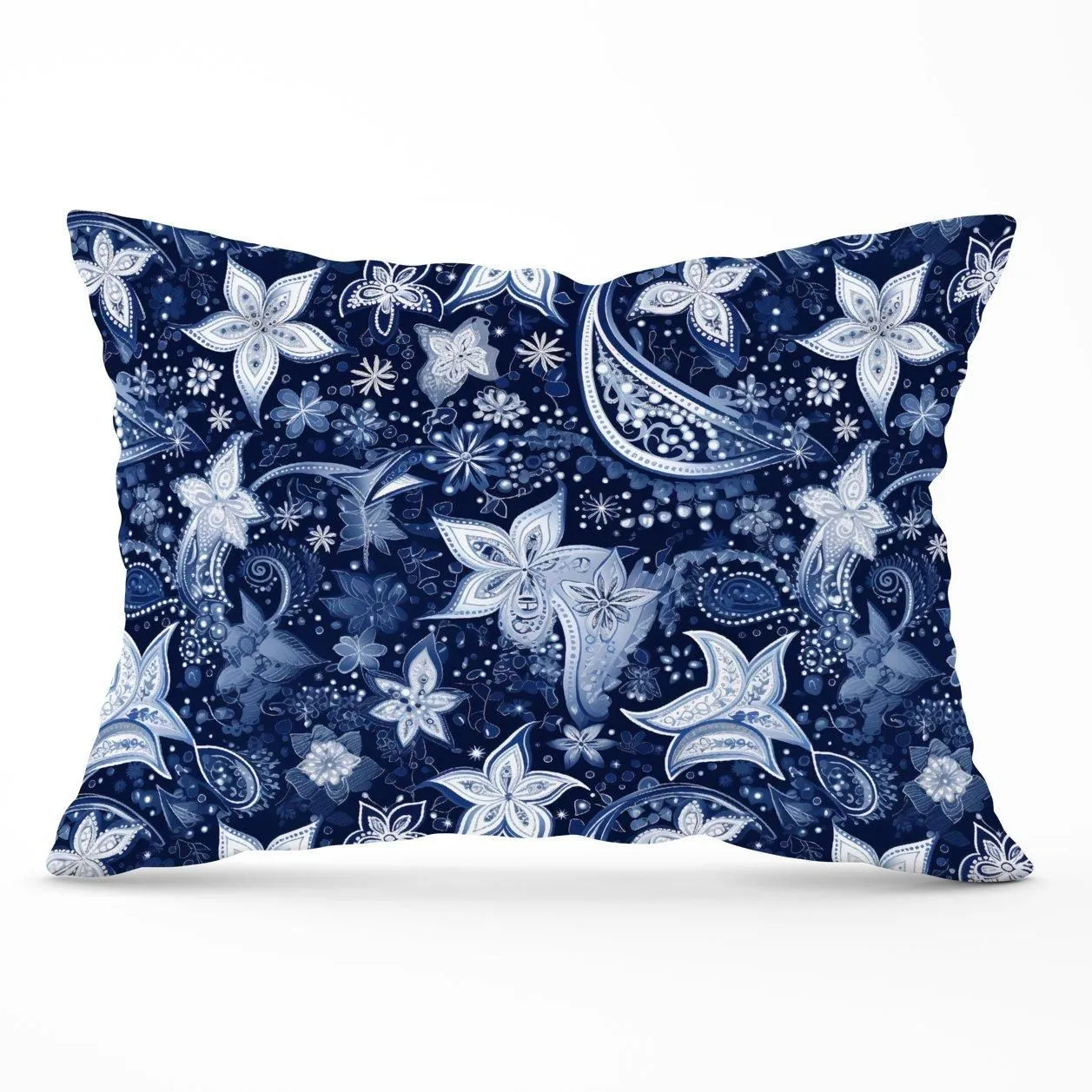 Warren Reed - Designer Paisley Christmas Stars Blue Cushions