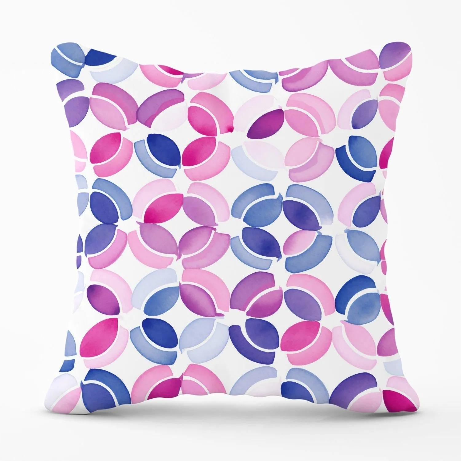 Warren Reed - Designer Interlocking Pink Blue Shape Outdoor Cushion