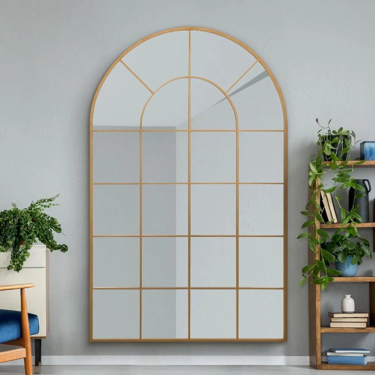 MirrorOutlet Gold Framed Arched Window Leaner/Wall Mirror 75" X 47" (190x120CM) 6