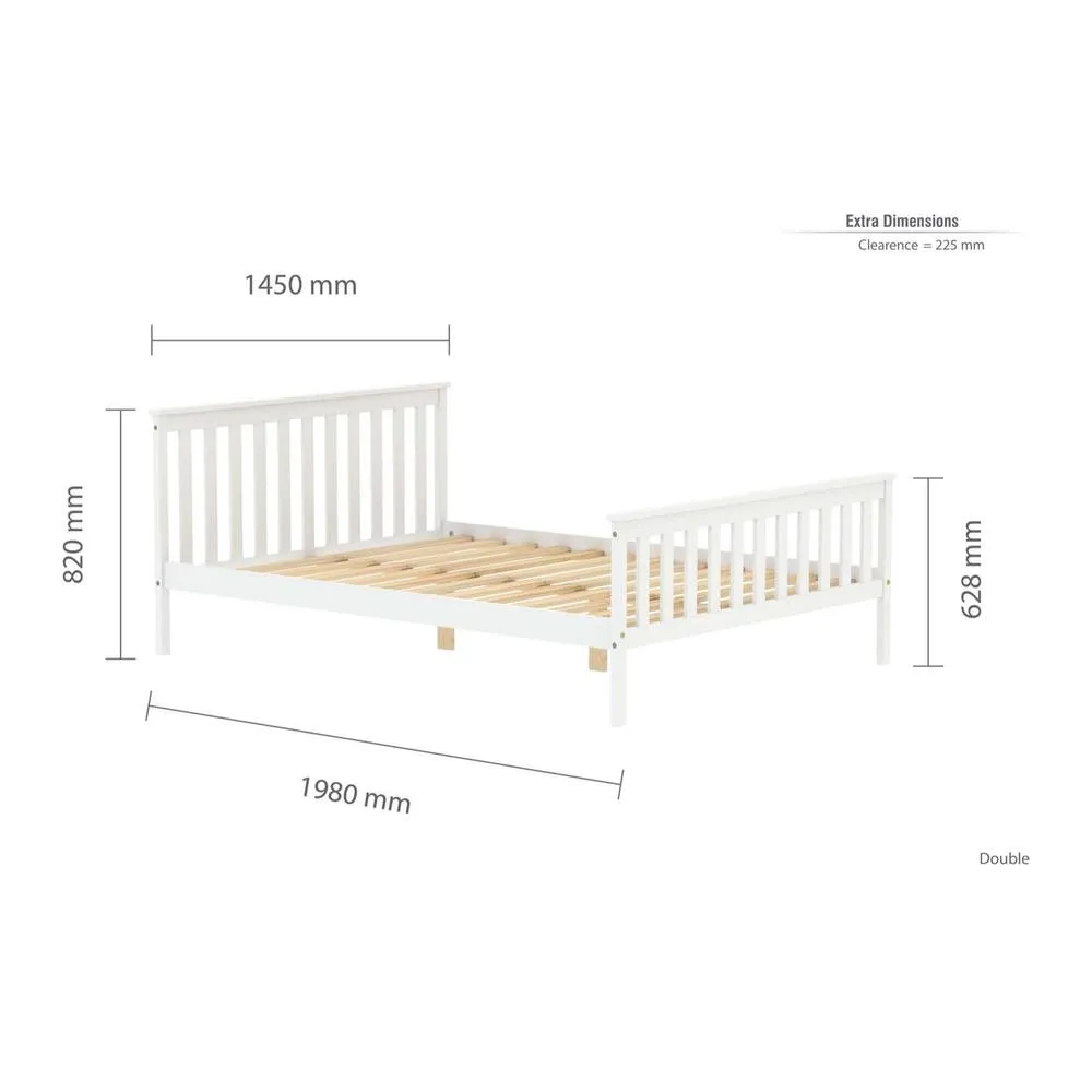 Birlea Double Bed Frame & Mattress White Wood Sleepsoul Cambridge 4FT6 5