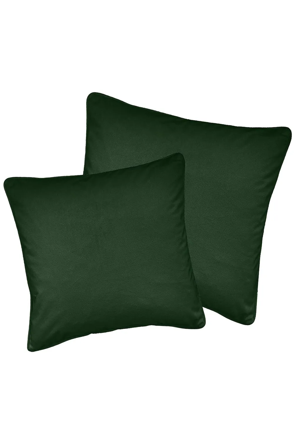 Enhanced Living Pair of Soft Velvet Double Sided Zip Opening Piped Edge Cushion Covers - Cases Only in Green