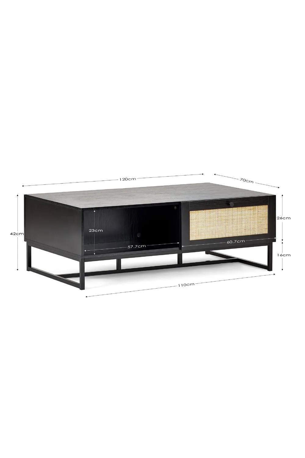 Julian Bowen Padstow Rattan Coffee Table in Black 6