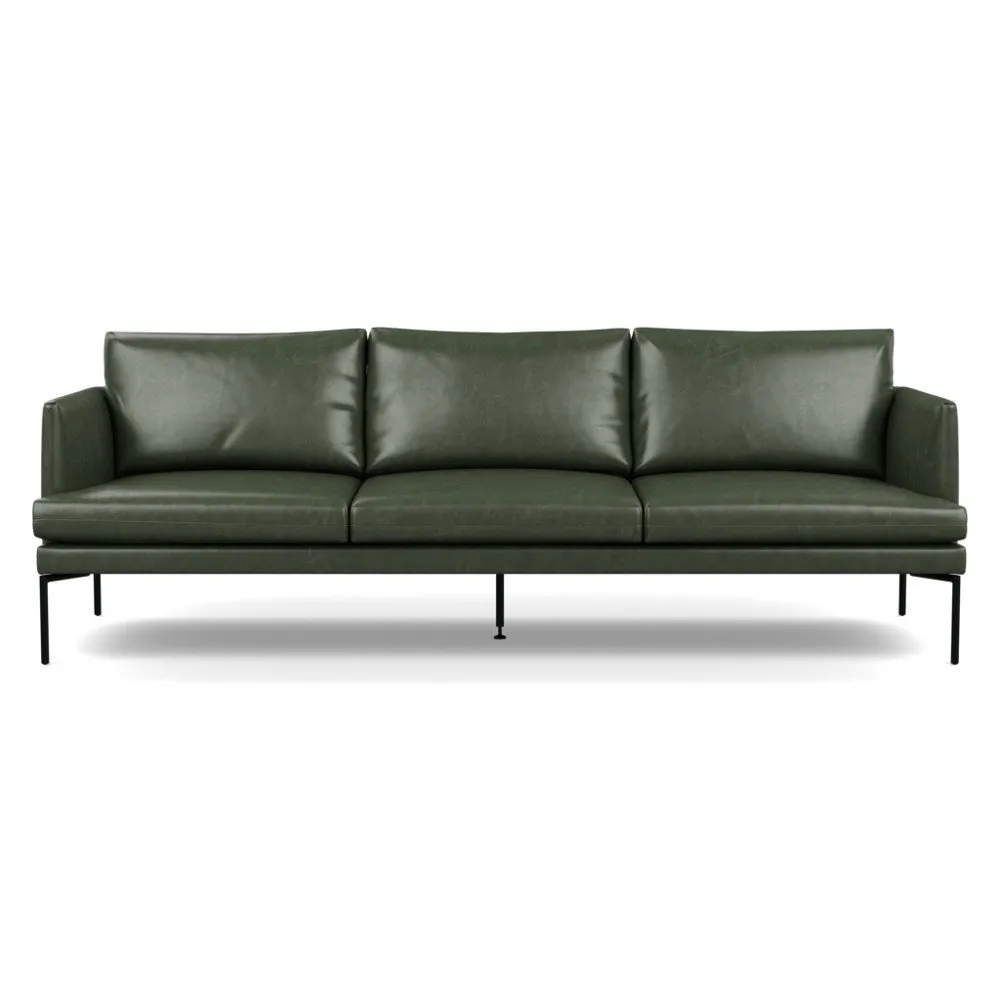 Heal's Matera 4 Seater Sofa Leather Stonewash Vintage Green 278 Black Feet 1