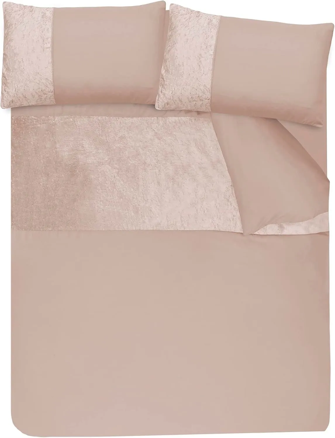 Smart Living Soft & Elegant Cosy Velvet Cuff Panel Duvet Cover Set with Pillowcases in Light Beige 6