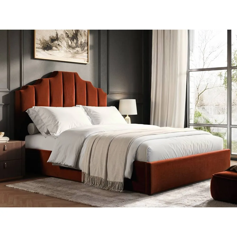 Flair Margot Ottoman Bed Burnt Orange Velvet