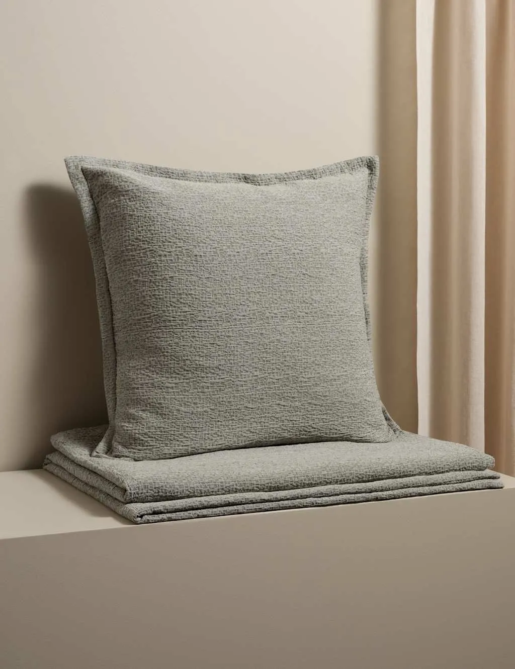 M&S X Kelly Hoppen Pure Cotton Jacquard Large Decorative Cushion Grey