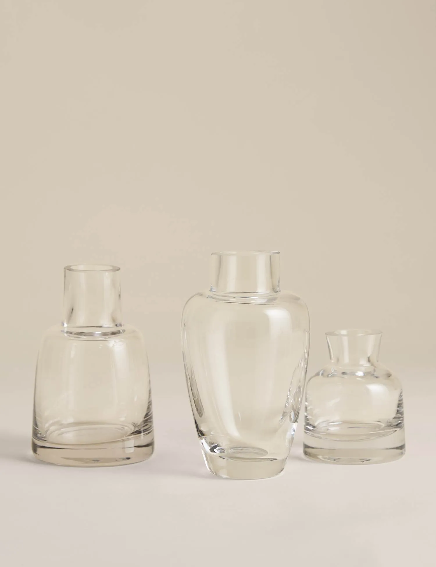 M&S Set of 3 Clear Glass Bottle Vases Clear