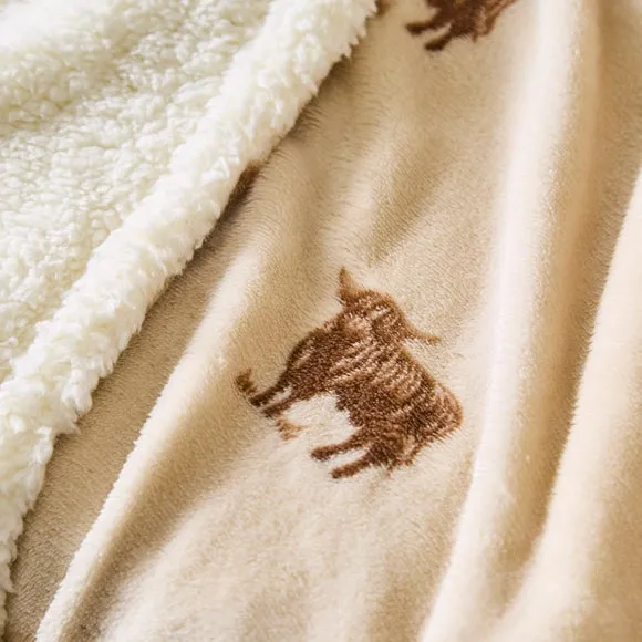 Highland Cow Printed Sherpa Throw Blanket 2