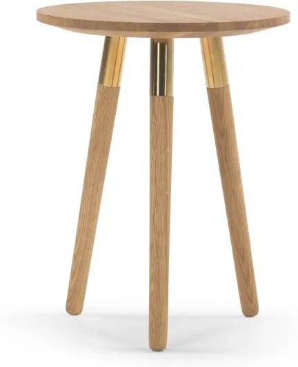 Range Side Table, Solid Oak and Brass