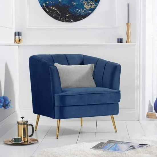 Lucite Velvet Upholstered Armchair In Blue