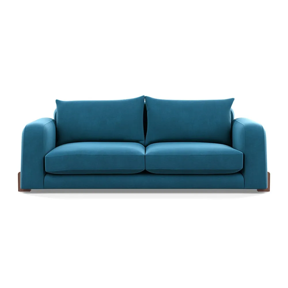 Heal's Nuvola 4 Seater Sofa Smart Velvet Ocean Walnut Stained Feet 1