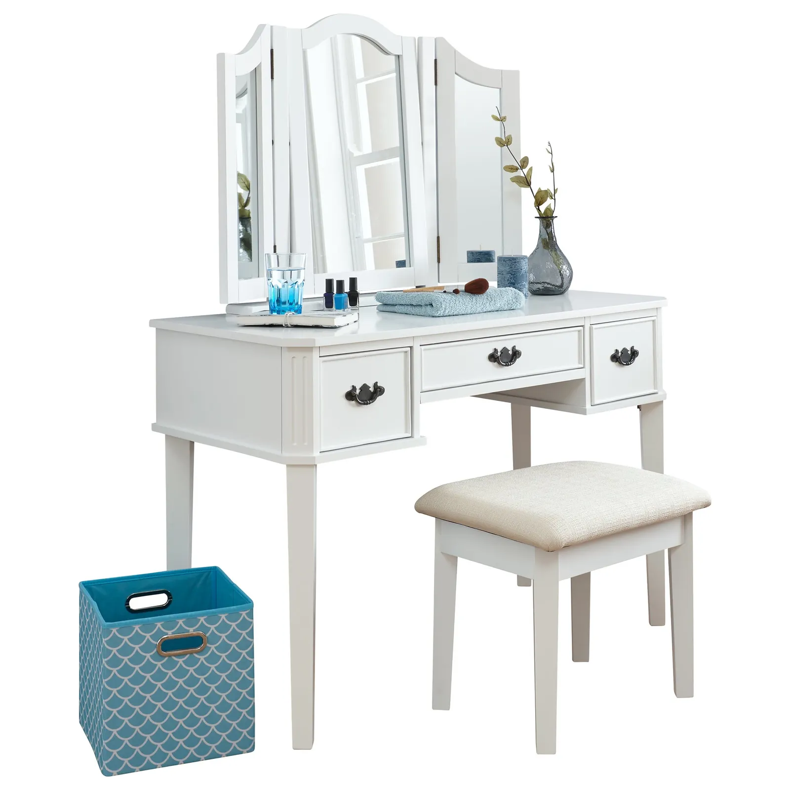 Bella Dressing Table Set White