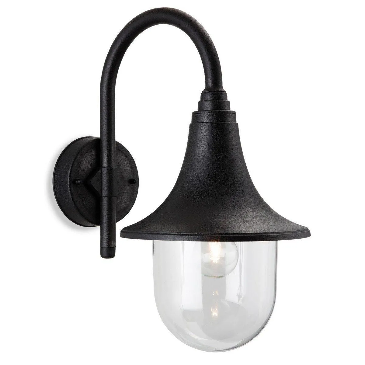 Netlighting Astra 1 Light Lantern Wall Light Black Resin IP44 E27