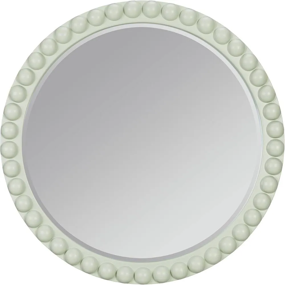 Statement Furniture Cromwell Round Wall Mirror with Bobbin Design Wooden Frame 77cm in Light Green 5