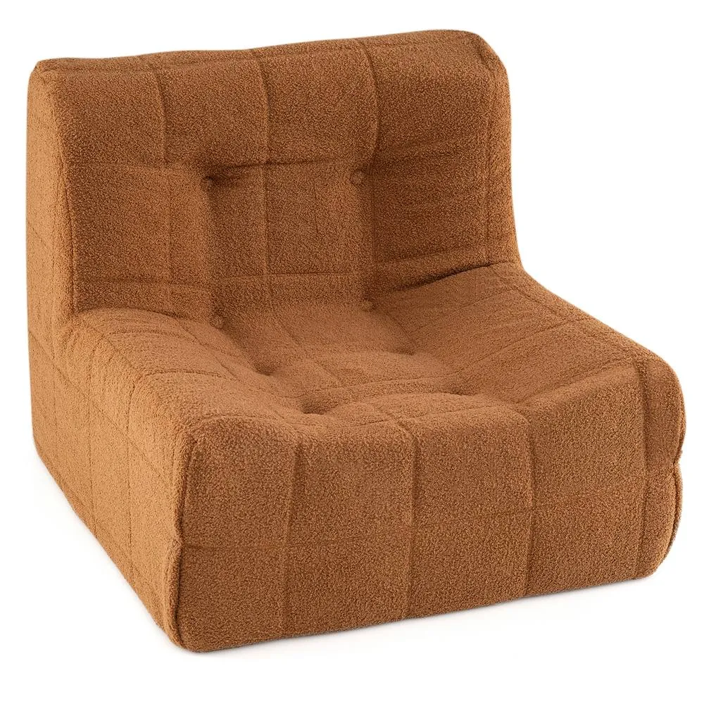 Costway Bean Bag Chair Comfy Lounge Chair Armless Upholstered Lazy Floor Sofa in Brown