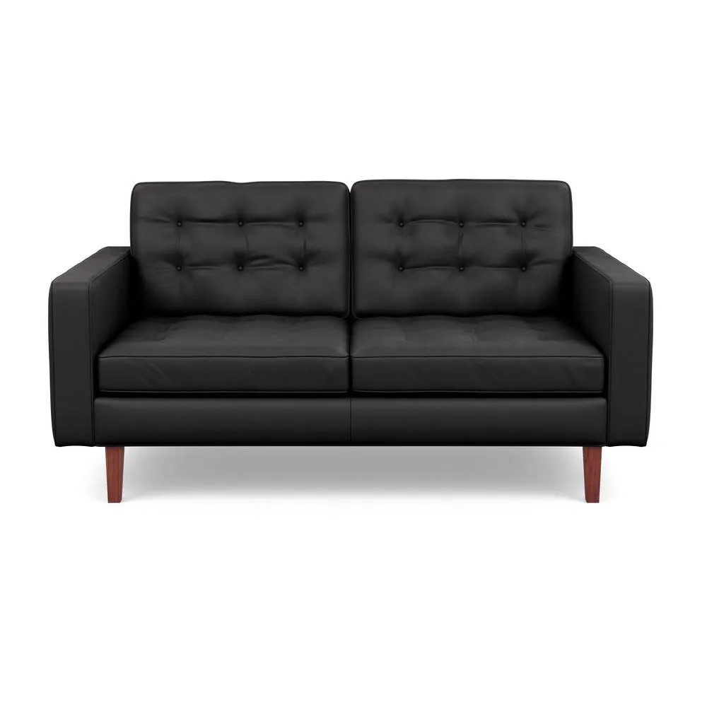 Heal's Hepburn 2 Seater Sofa Leather Grain Graphite 063 Walnut Feet 2