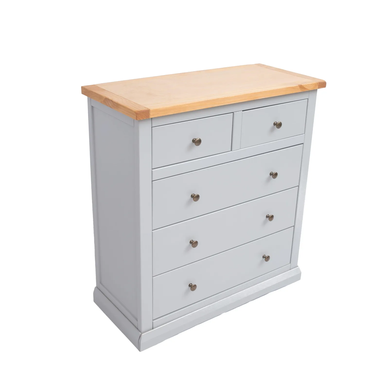 Cabinet Bits Loreo 5 Drawer Chest of Drawers Brass Knob in Light Grey 3