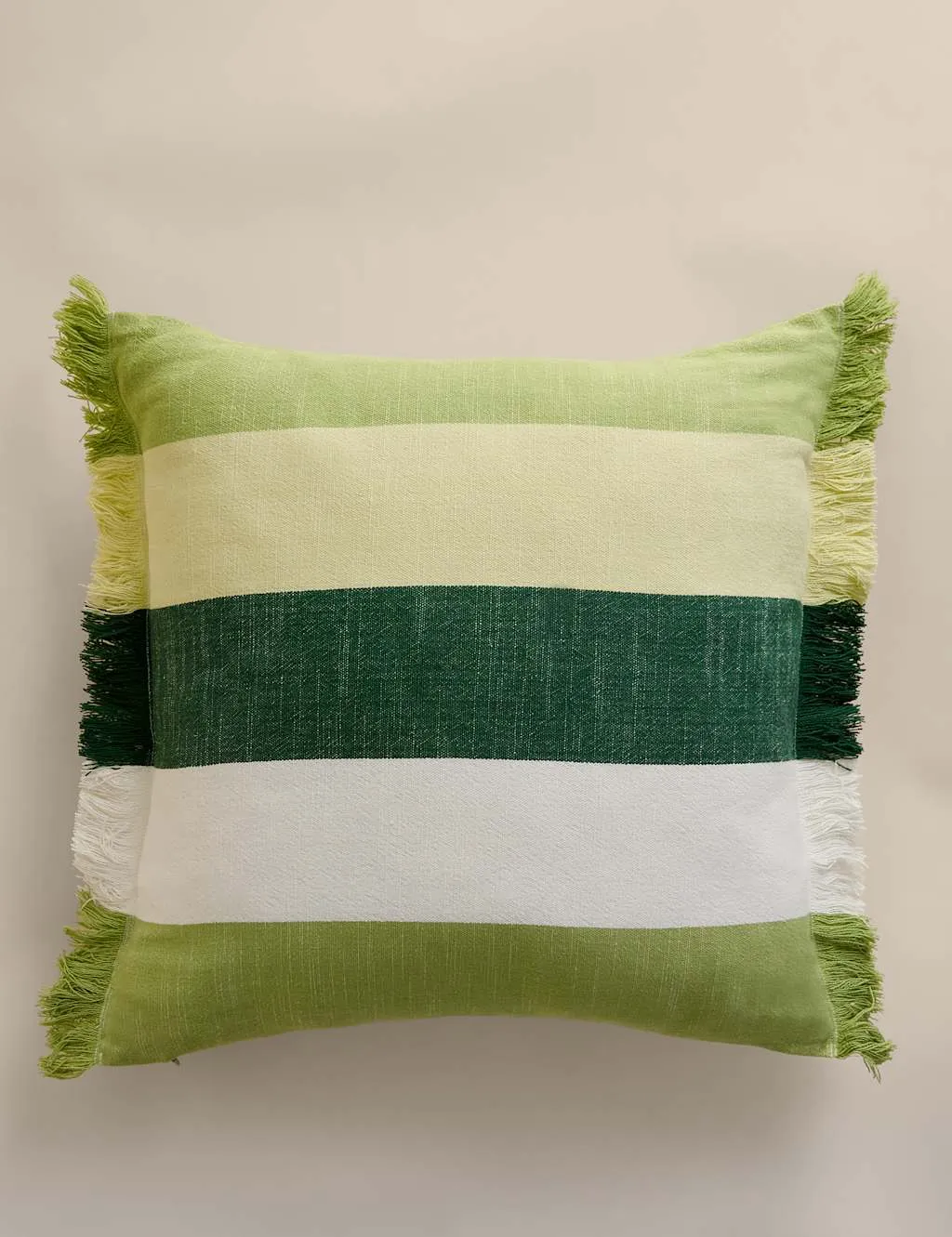 M&S Pure Cotton Woven Striped Outdoor Cushion Green Mix