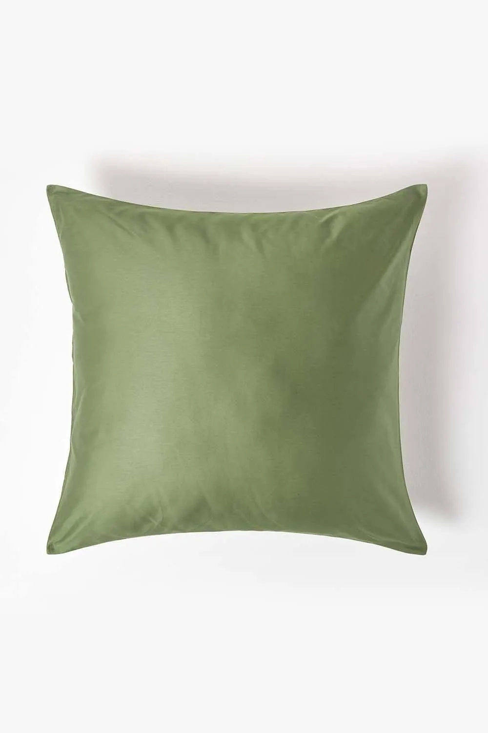 Homescapes Sateen Cotton Continental Pillowcase 400 TC, 60 x 60 cm in Green