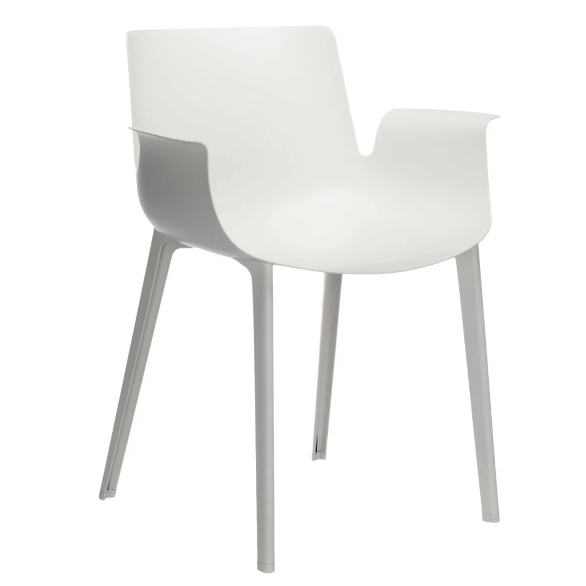 Kartell Piuma Dining Chair With Arms, White Plastic | Barker & Stonehouse 6