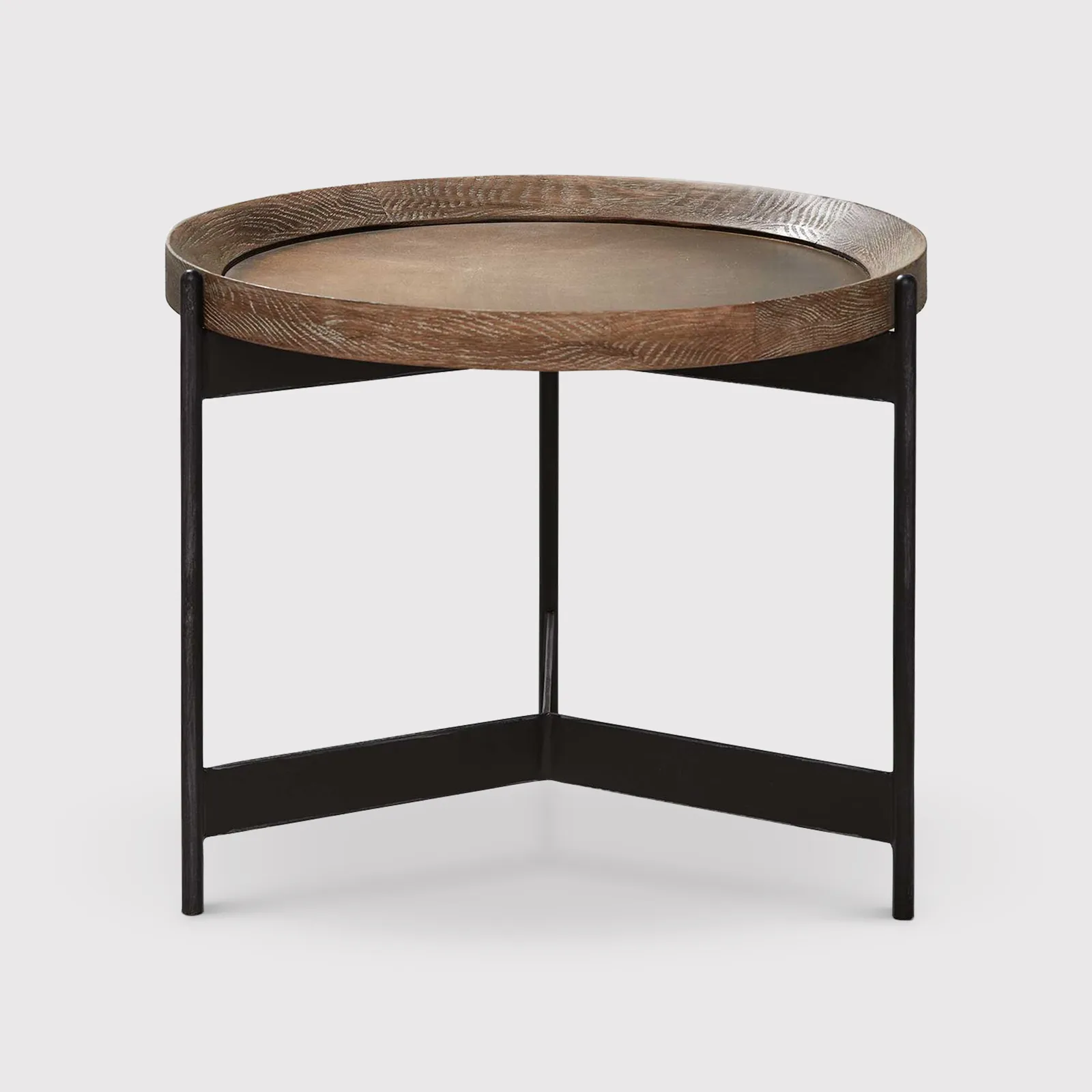 Zeke Edward Round Side Table 55cm, Brown Metal | Barker & Stonehouse