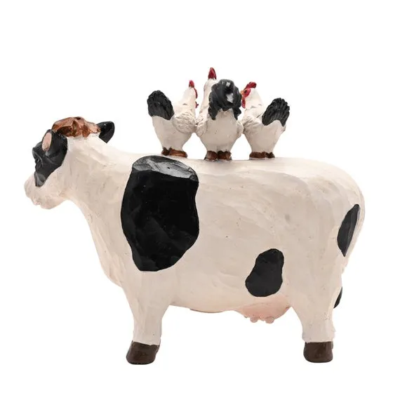 Country Living Chicken and Cow Standing Resin Ornament 3