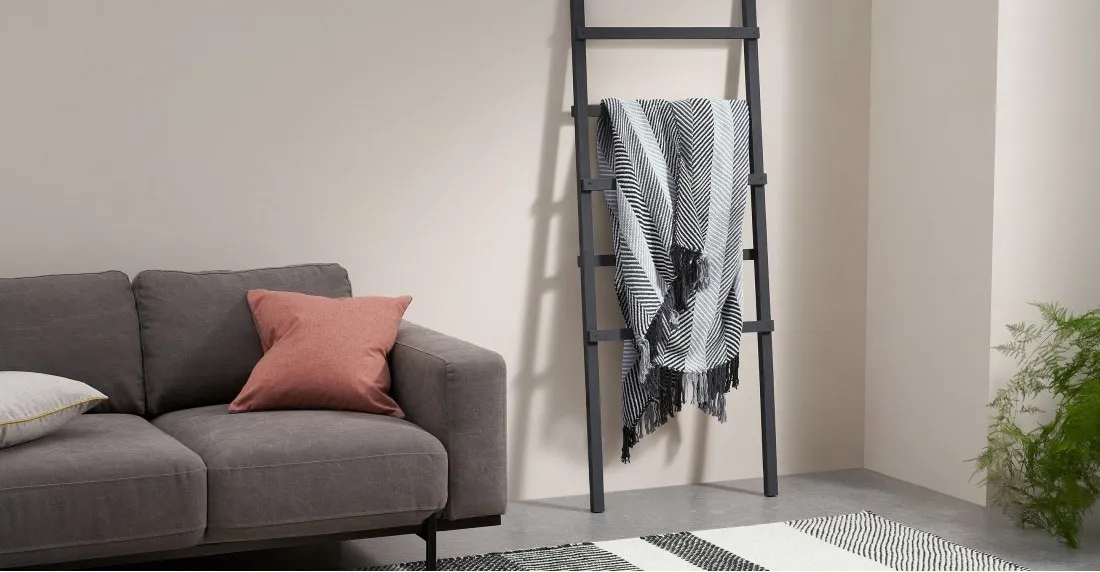 Malay Cotton Woven Throw, 130 x 170cm, Black & White 