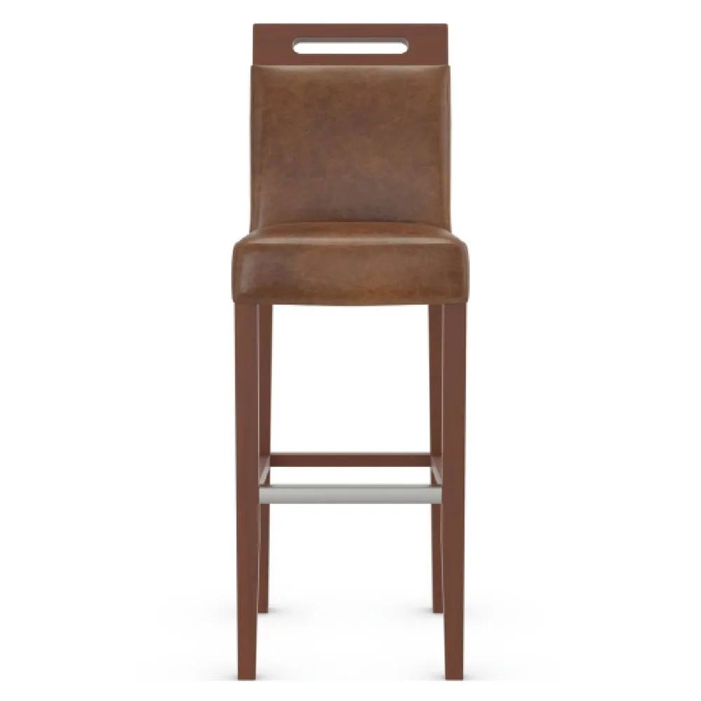 netfurniture Greta Aniline Tan Real Leather Kitchen Breakfast Bar Stool Assembled in Brown 2
