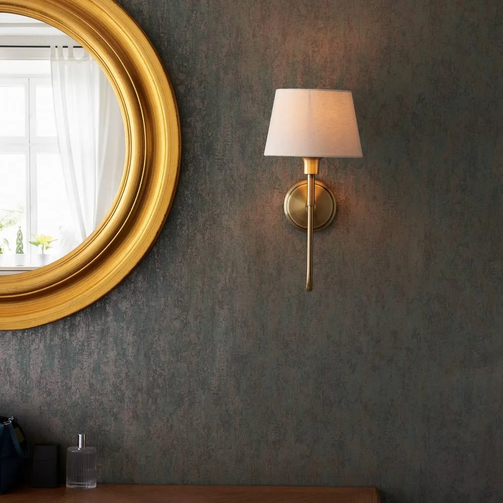 Netlighting Rouen & Cici Wall Lamp Shade Brass Plate & Ivory Linen 3