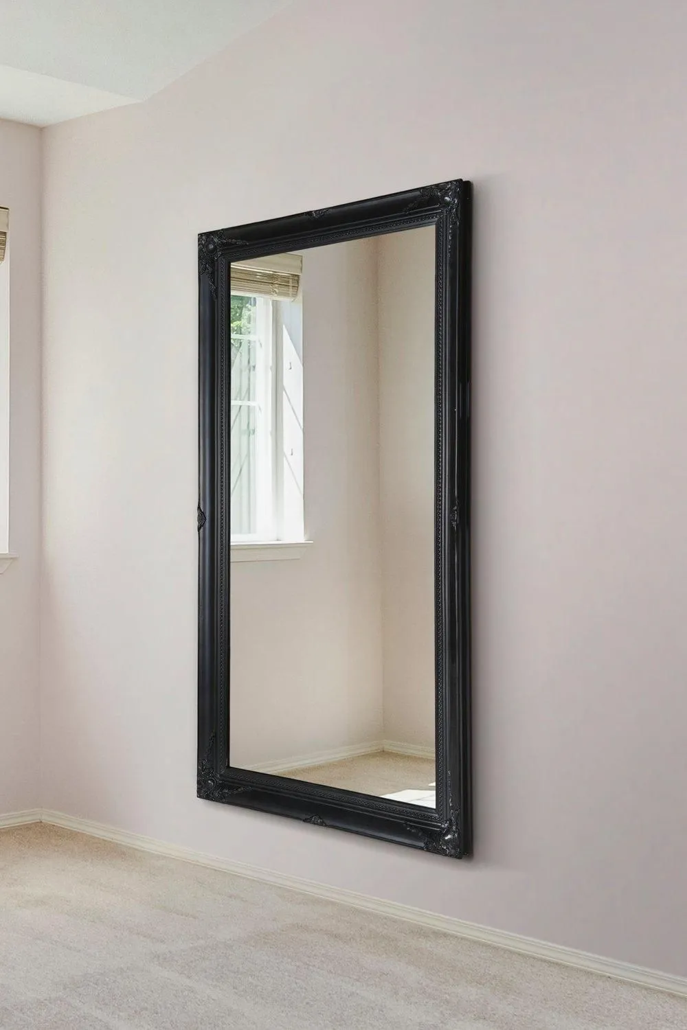 MirrorOutlet 'Hamilton' Black Antique Design Large Wall Mirror 137cm x 76cm