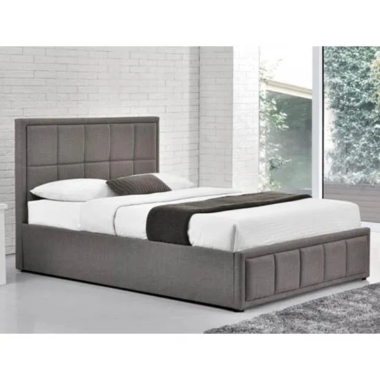 Hannover Ottoman Fabric Small Double Bed In Grey