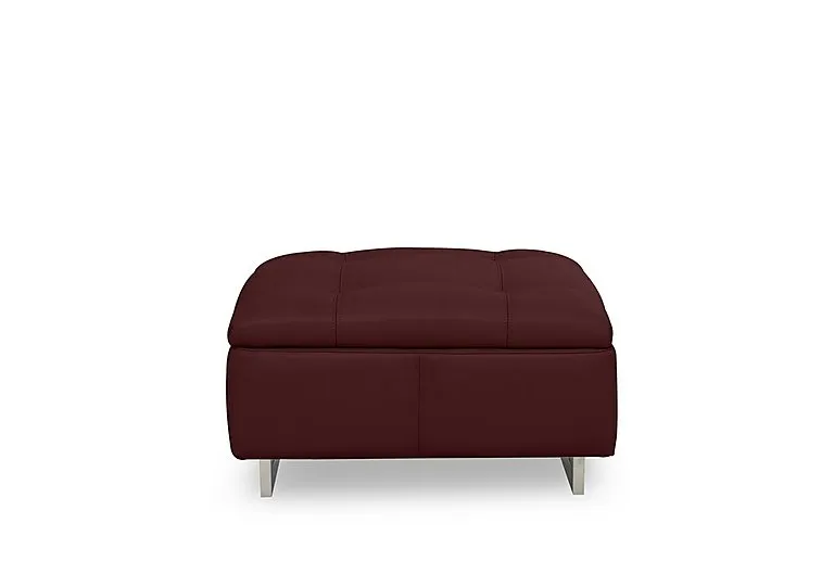 Moet Large Leather Standard Footstool - Ruby