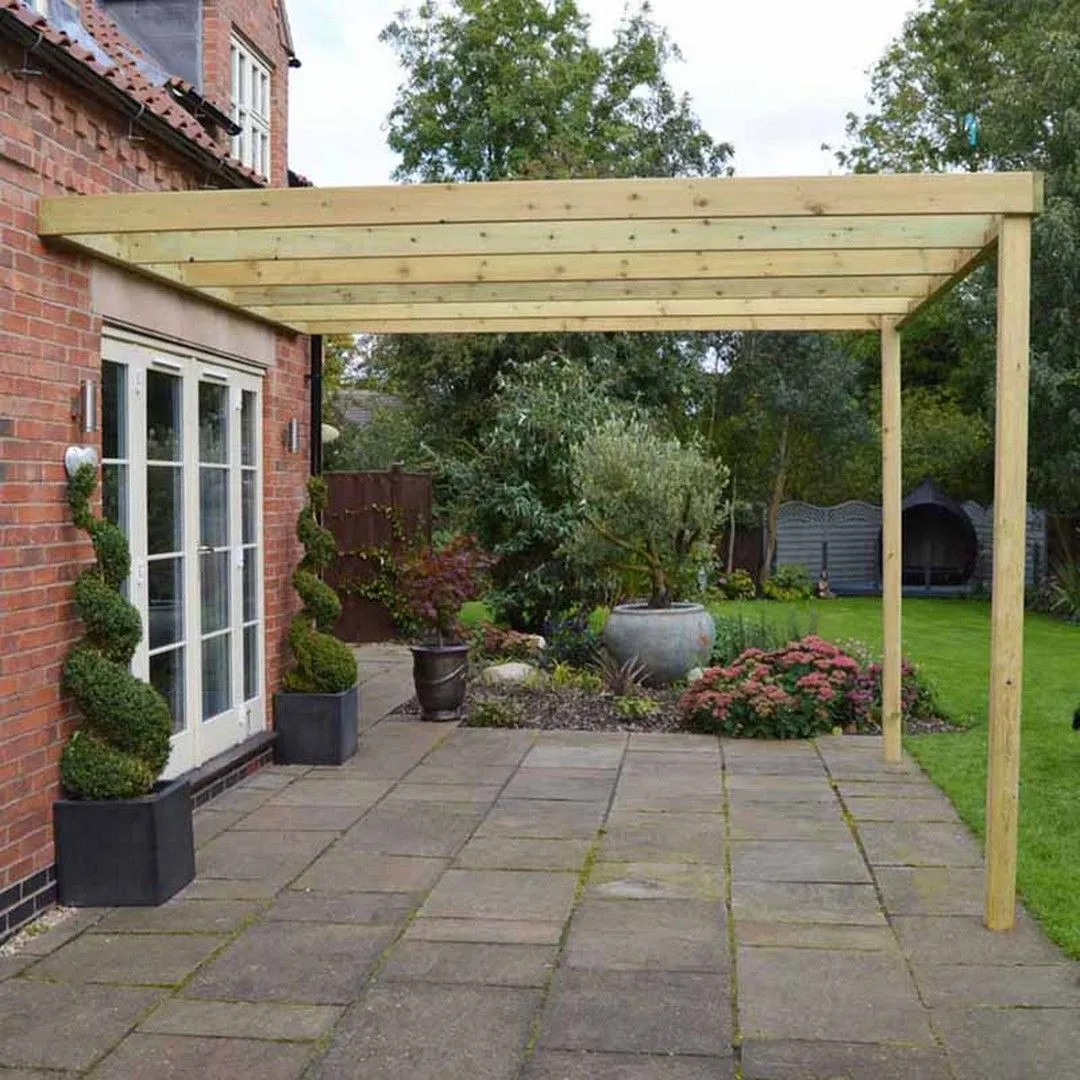 Rutland County Garden Furniture Ltd Wall Mounted Box Pergola - L300 x W300 x H270 cm - Light Green 2